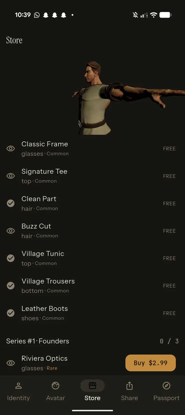Amiro Store screen with cosmetic catalog